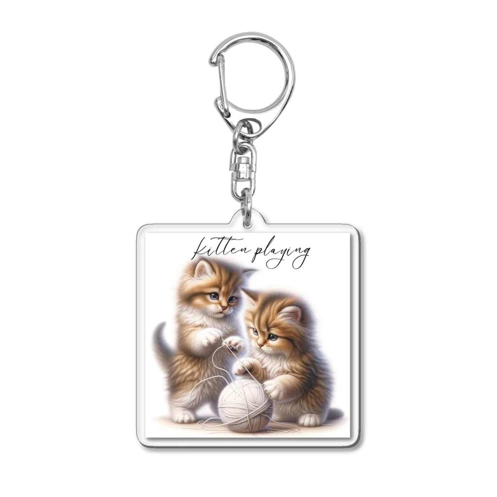 はんなり女史の毛糸玉と子猫 Acrylic Key Chain