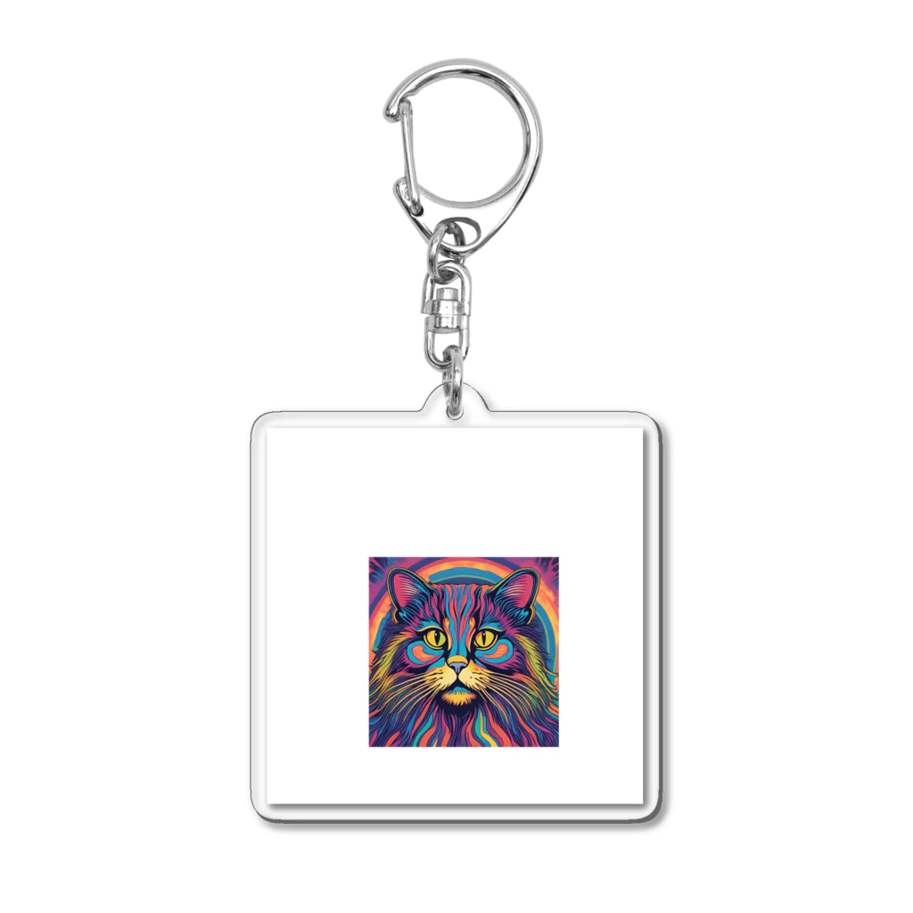 マヌル猫 Manul catのサイケなマヌル猫２ Acrylic Key Chain