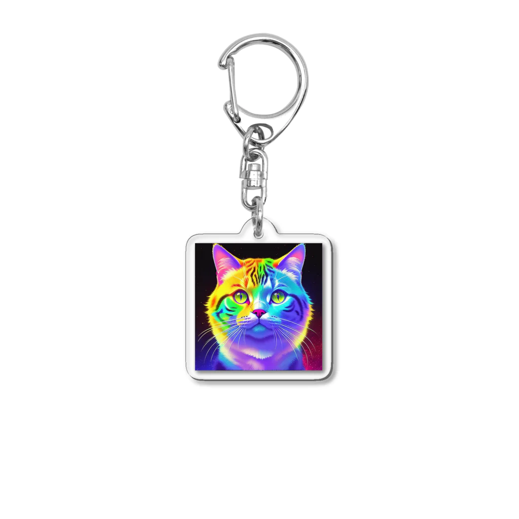 629_CAT_ARTのカラフルサイバーキャット vol3 Acrylic Key Chain