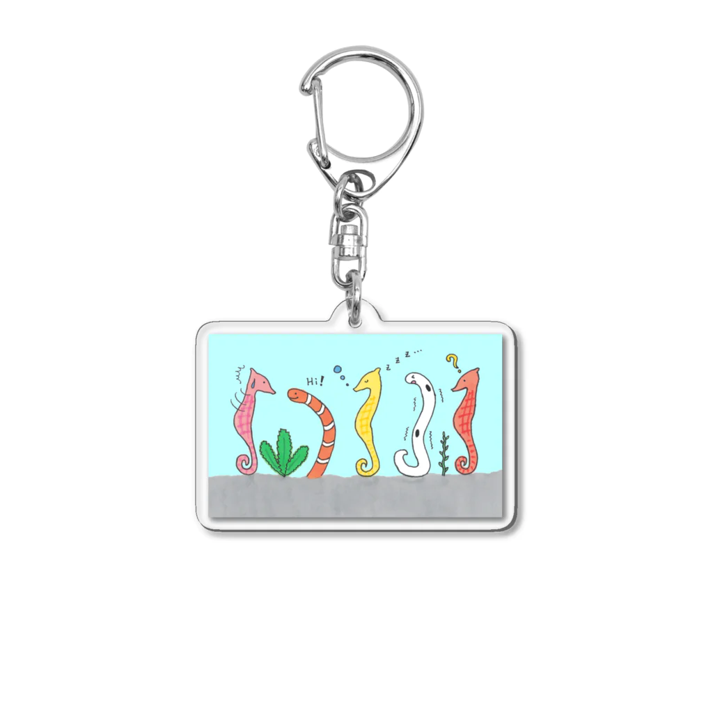 森図鑑の[森図鑑] 仲間に入れて（背景水色） Acrylic Key Chain