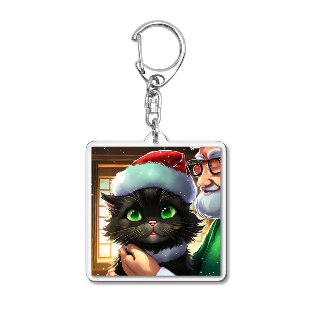 yoiyononakaのサンタクロースと黒猫02 Acrylic Key Chain