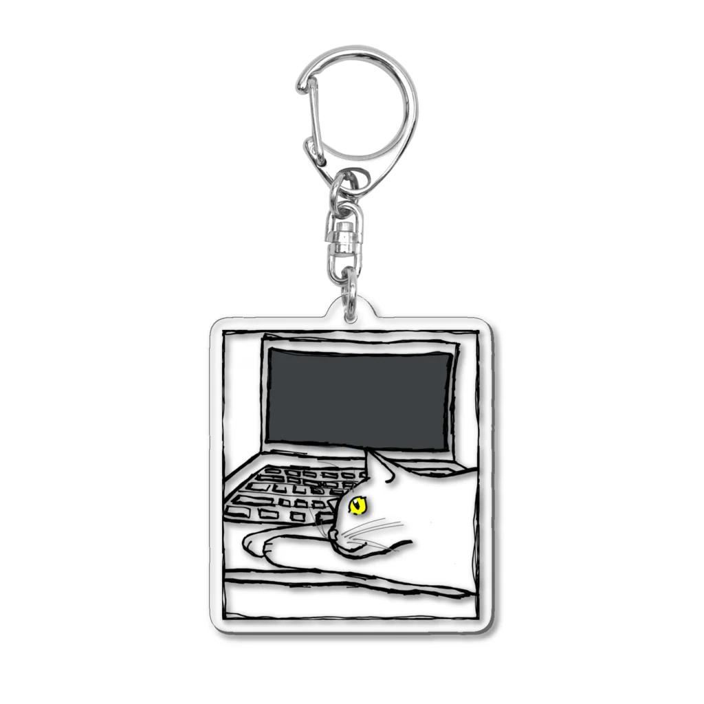 9livesworkの猫の手貸します。（黄色目） Acrylic Key Chain