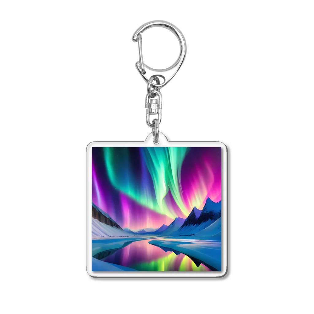 のんびりアート工房の北極のオーロラ Acrylic Key Chain