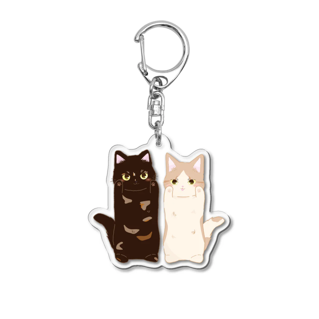 no_zomiの茶白ちゃんとサビ猫ちゃん Acrylic Key Chain