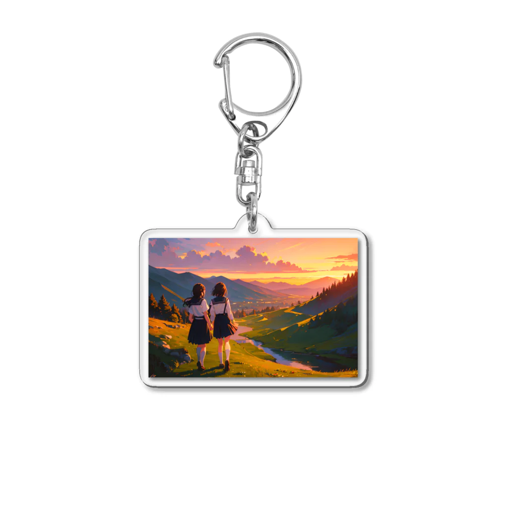 卯月なのかのTwilight Countryside Journey  〜黄昏に包まれる故郷の旅〜　No.5「染まるぼくらの通学路」 Acrylic Key Chain