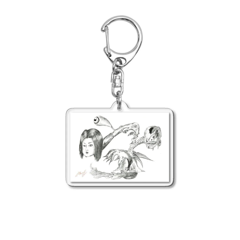 妖怪 水姫城-Yokai.Mizukijyo-ฅ^ơωơ^ฅ♡の『根古水ヒメの妖カイ画』3.ロクロクビ Acrylic Key Chain