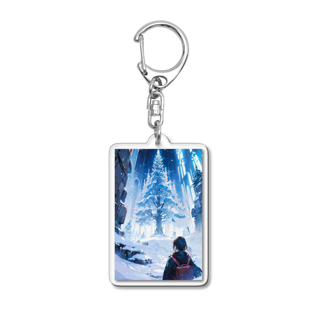 卯月なのかのMagical Winter Journey　〜雪に染められた銀世界の旅〜　No.3「常雪樹」 Acrylic Key Chain