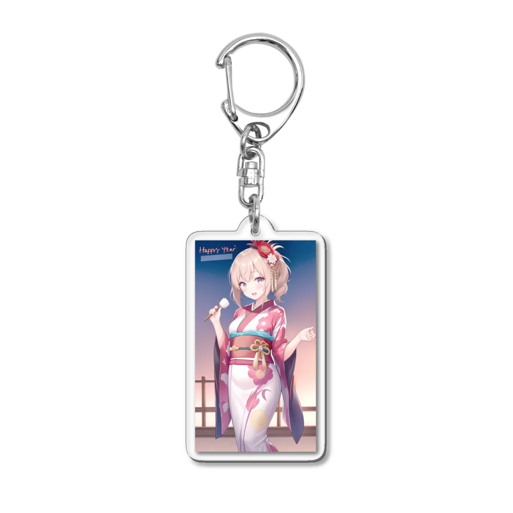 MENCHIKATSUの着物の女の子(お正月) Acrylic Key Chain