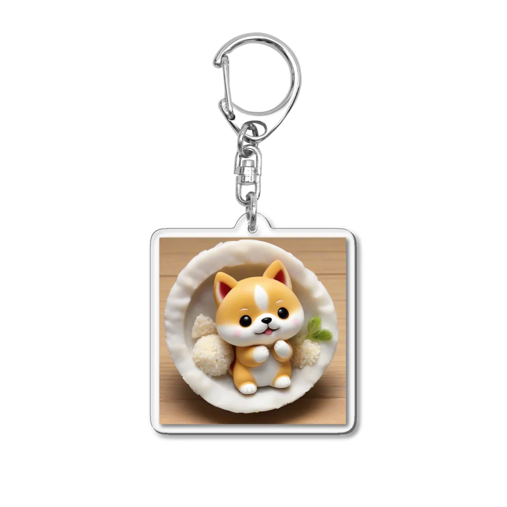 dcgnori／ワンコ画像のおむすび三角顔のしばちゃんワンプレート Acrylic Key Chain