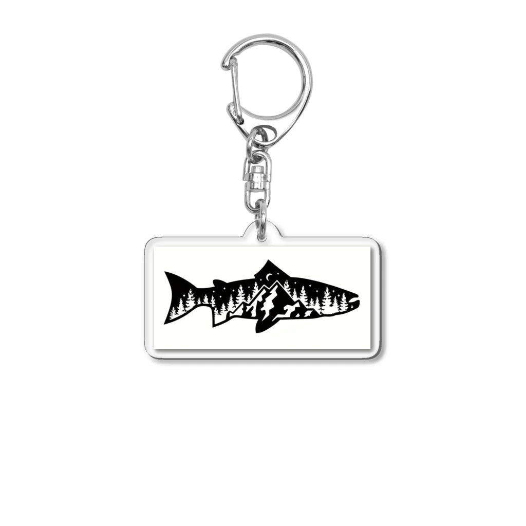 No Fishing No Life の山？　魚？ Acrylic Key Chain