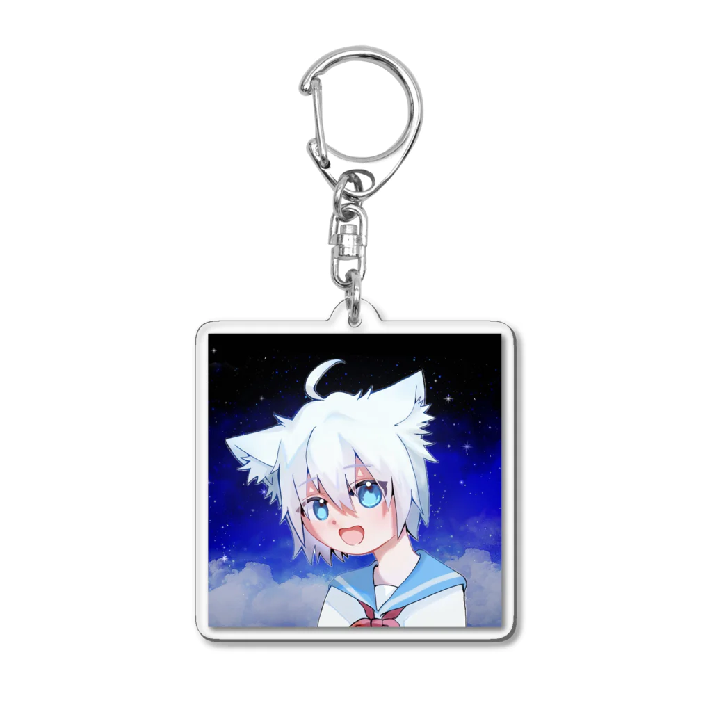 しろめにゃしょっぷのしろめにゃそらいろ Acrylic Key Chain