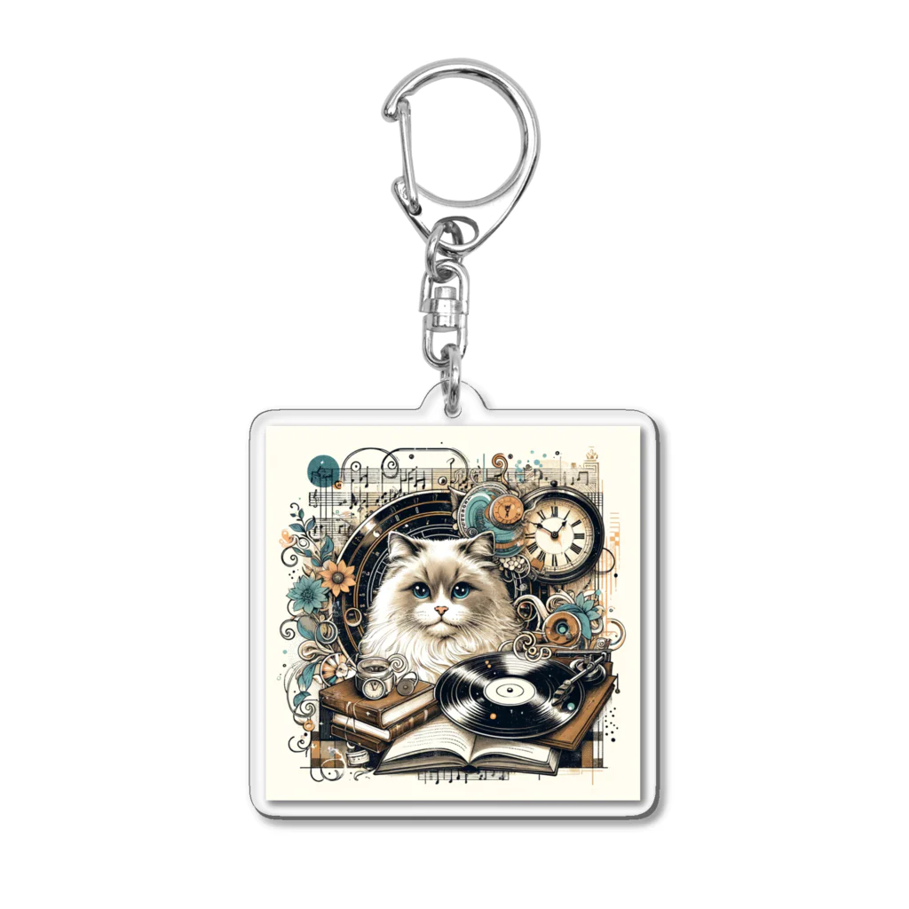 Artful Whiskersのノスタルジック キャット Acrylic Key Chain