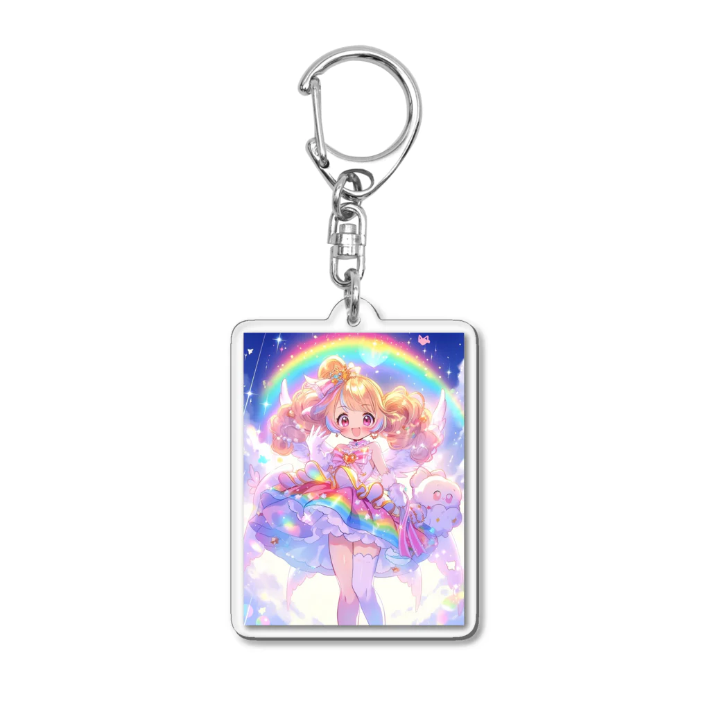 シロクマペンギンの虹の魔法少女 Acrylic Key Chain