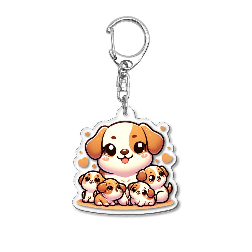 mitsu5872のわんぱく子犬とやさしいママ Acrylic Key Chain