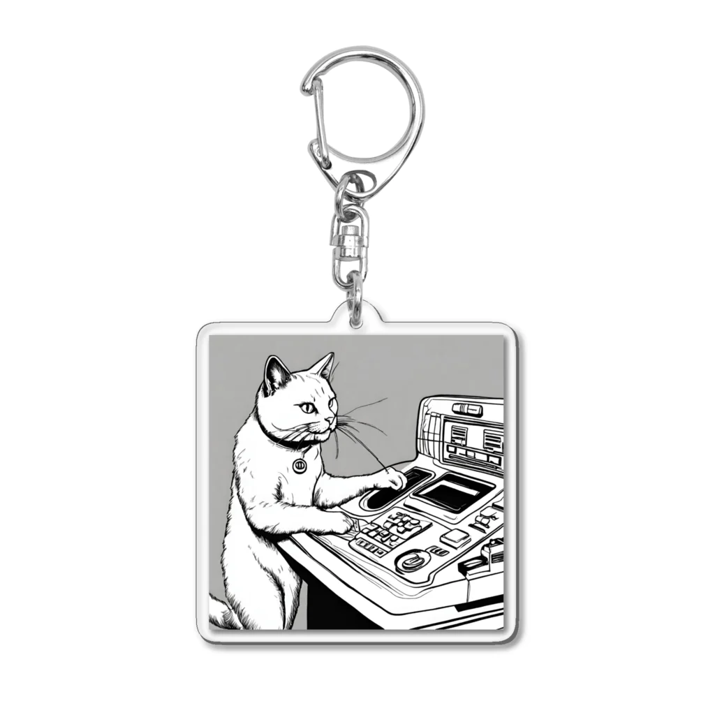 NORI's yoki2shopのボタン猫（シリアス） Acrylic Key Chain