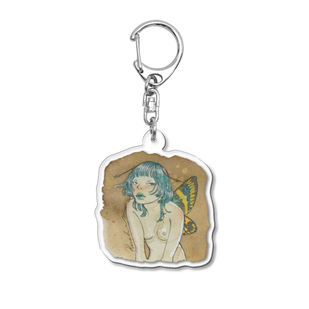 KushaMiの珈琲染めの蝶 Acrylic Key Chain