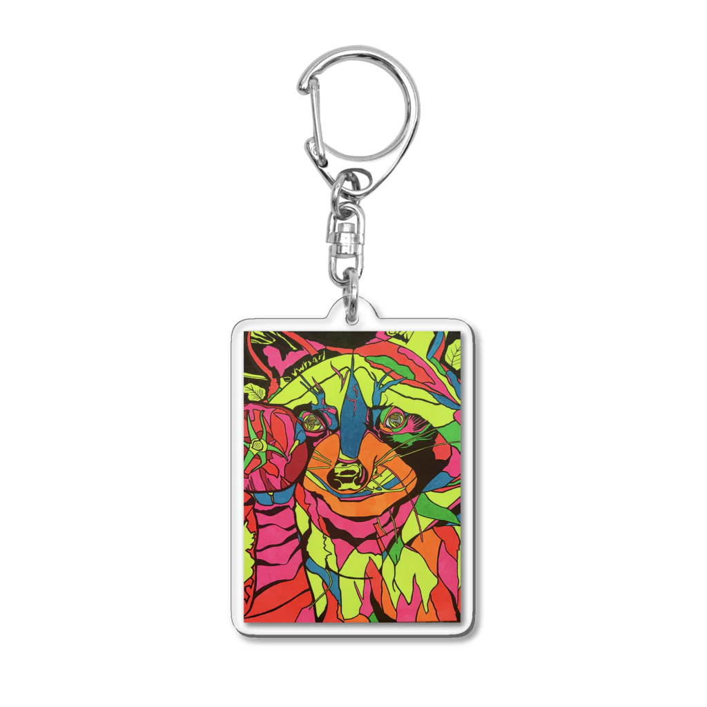 動物絵 Jamanakocic storeのトマトとアライグマカラフルアイテム Acrylic Key Chain