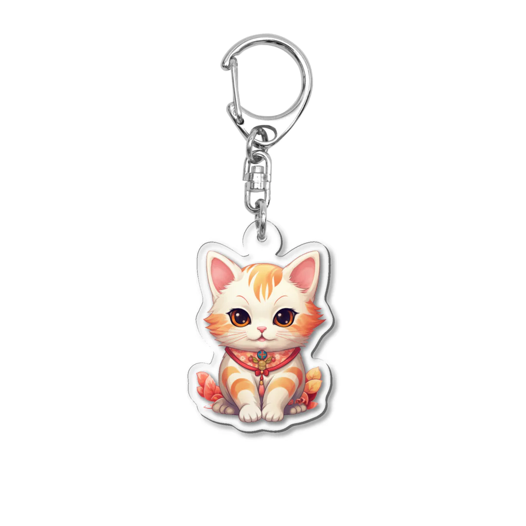 日向ぼっこの縁起猫 Acrylic Key Chain