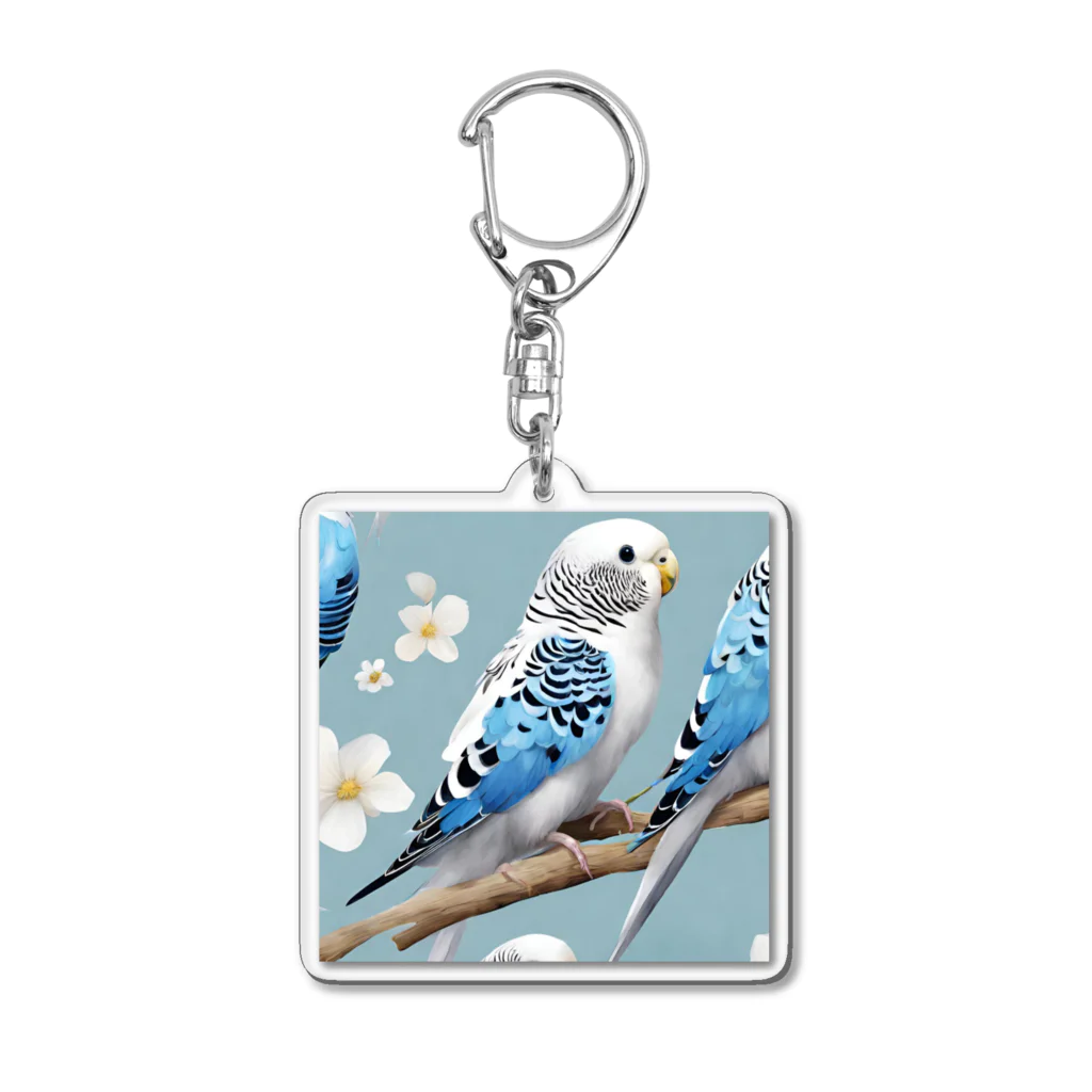 AI Imaginationのかわいいセキセイインコのイラストグッズ Acrylic Key Chain