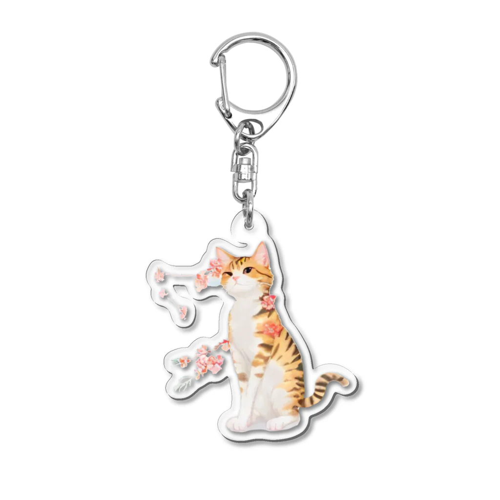 姫とすずり。の花となるねこ Acrylic Key Chain