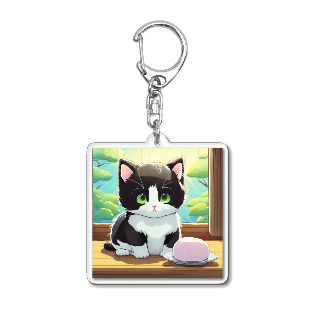 yoiyononakaのお餅と白黒猫 Acrylic Key Chain