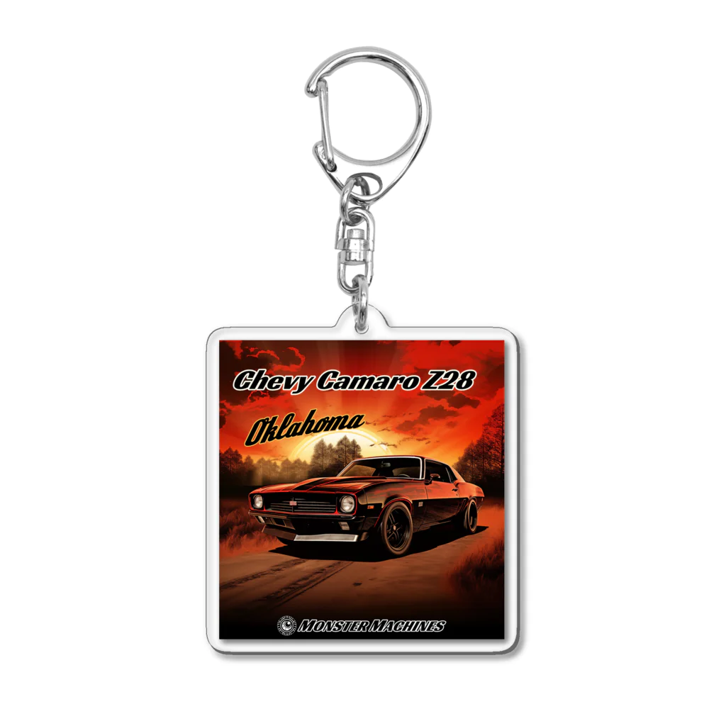 ｱｰﾄｷﾞｬﾗﾘｰ こっそり堂 (笑のChevy Camaro Z28 Oklahoma モンスターマシーン Acrylic Key Chain