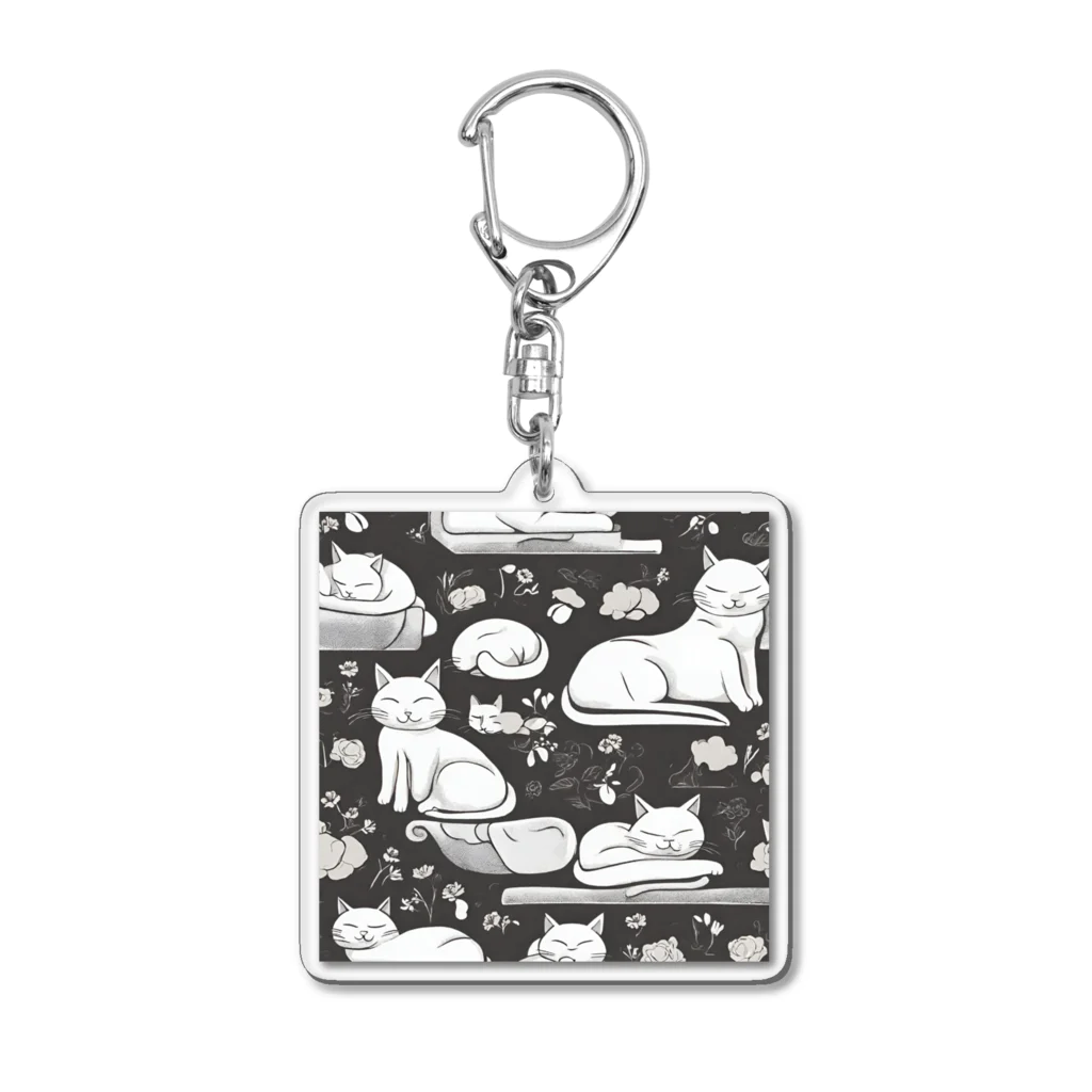 マッシュの眠る白猫 Acrylic Key Chain