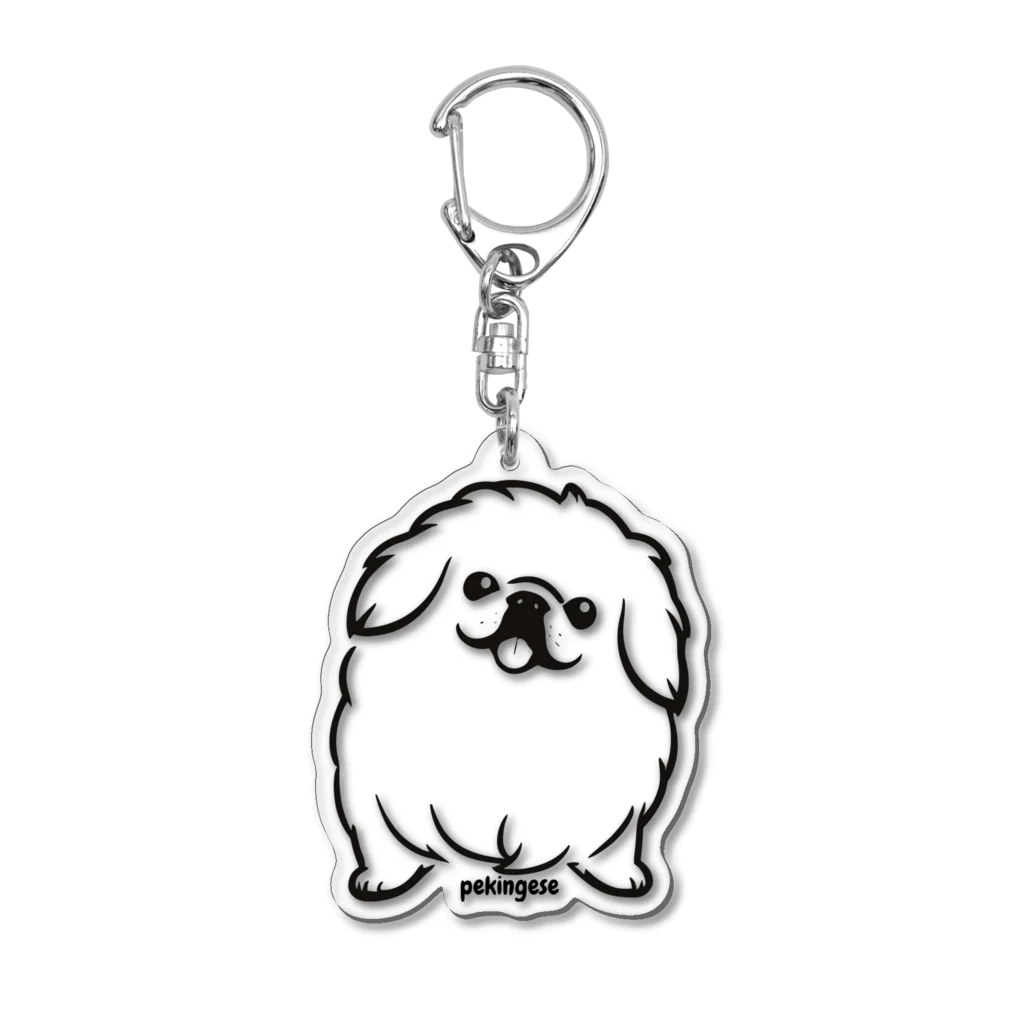 ファンシーTシャツ屋のモノクロペキニーズちゃん Acrylic Key Chain