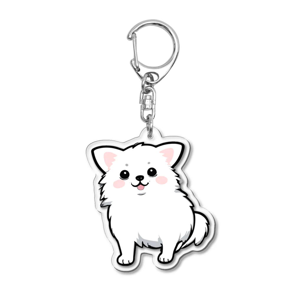 ファンシーTシャツ屋のかわいいロングコートチワワちゃん Acrylic Key Chain