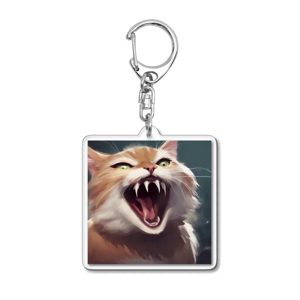 oekakishopのシャーッする猫 Acrylic Key Chain