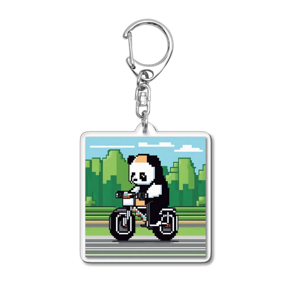 Tomochan商店のパンダがロードレーサーに Acrylic Key Chain