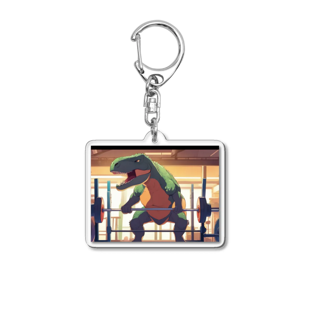 yo_yo_0903の筋トレをする恐竜 Acrylic Key Chain