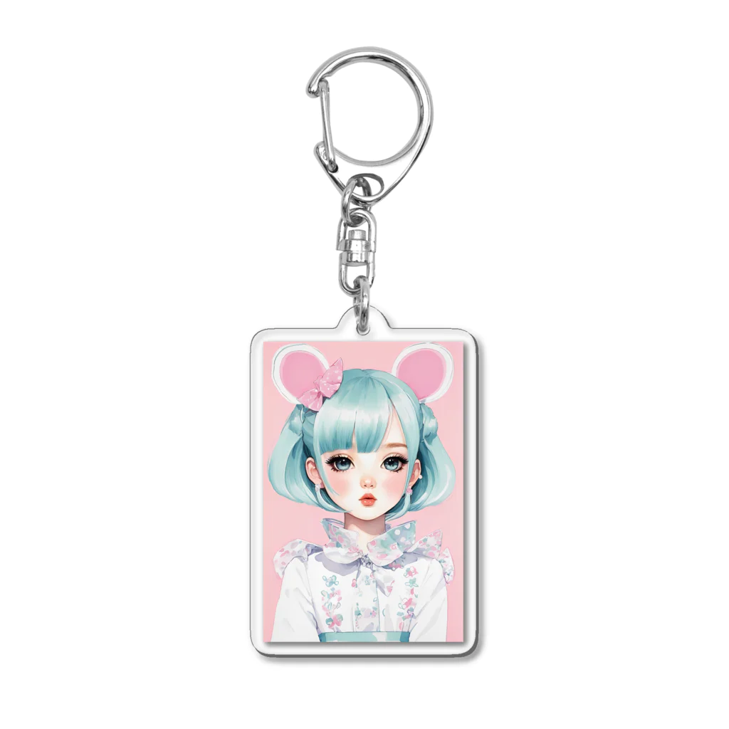 AI-srt-designのスウィート・ミント・ドリーミング・ガール Acrylic Key Chain