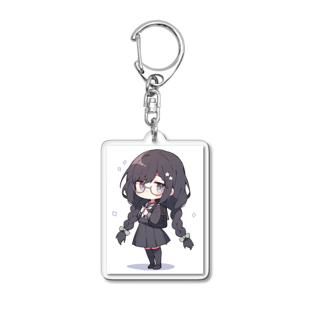 かわいい女の子とシュールな絵の地味子 Acrylic Key Chain