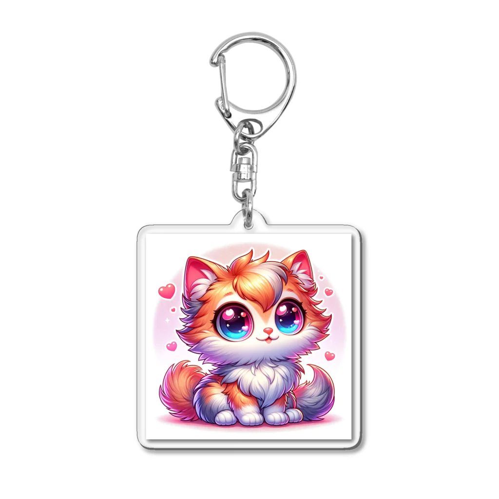 もふもふアニマルズのふわふわ大目な可愛い猫 Acrylic Key Chain