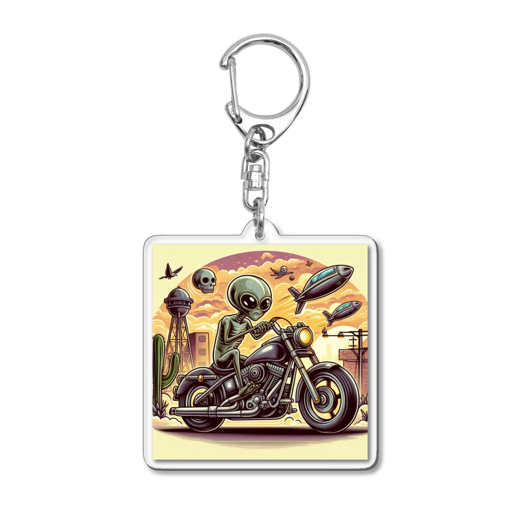 おふざけのバイク宇宙人 Acrylic Key Chain