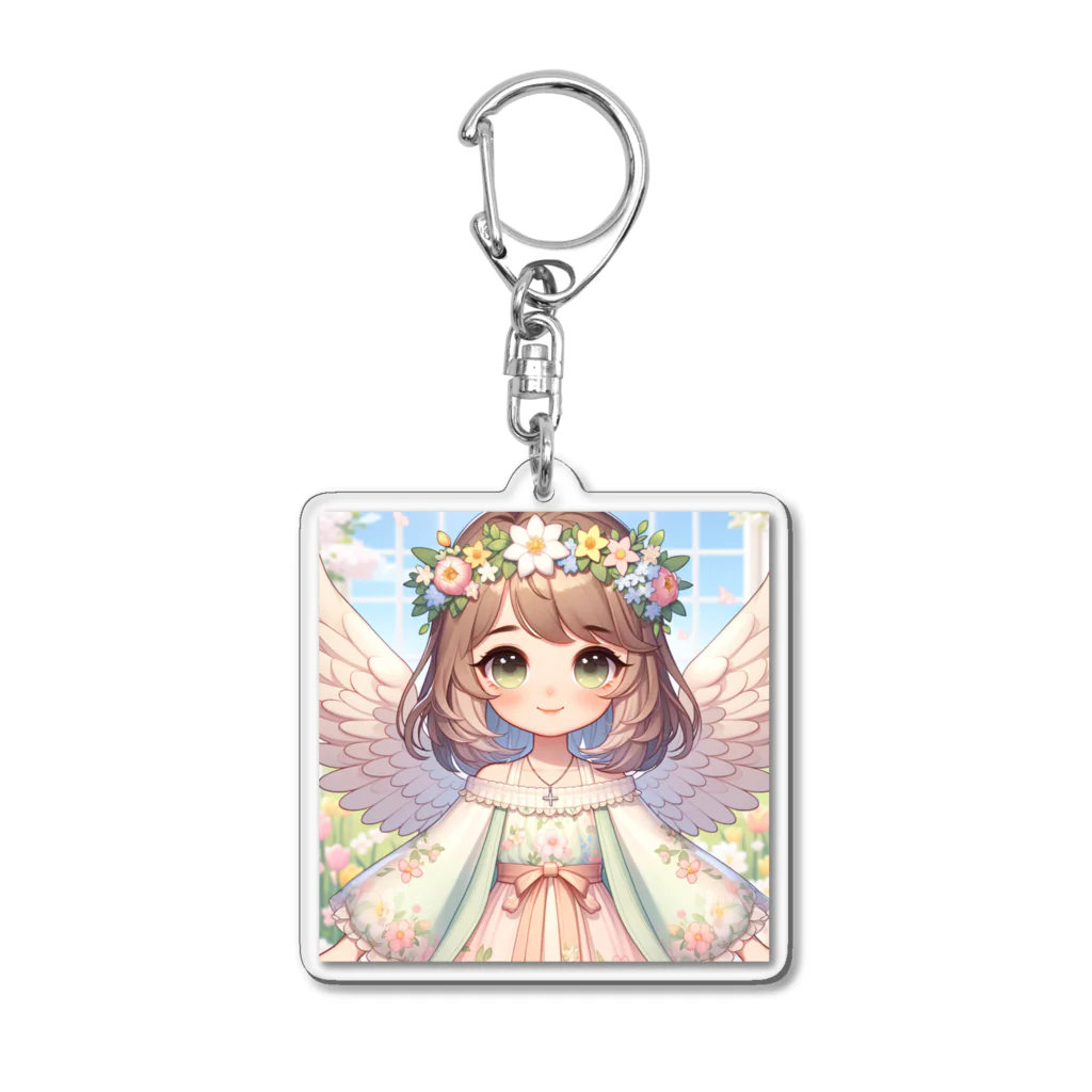 the blue seasonの春の使者：花冠を纏う天使の微笑み Acrylic Key Chain