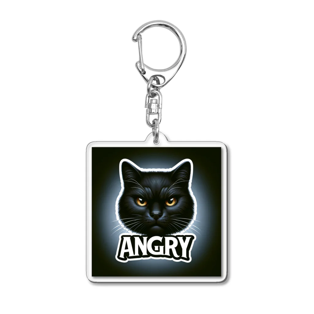 same_sharkのアングリー黒猫シリーズ Acrylic Key Chain