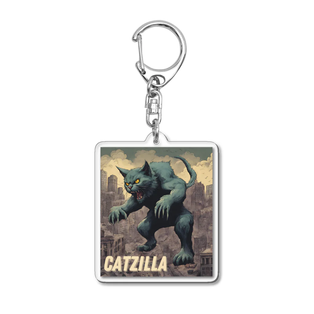 HappyFaceMarketのゴジラになりたい猫 CATZILLA Acrylic Key Chain