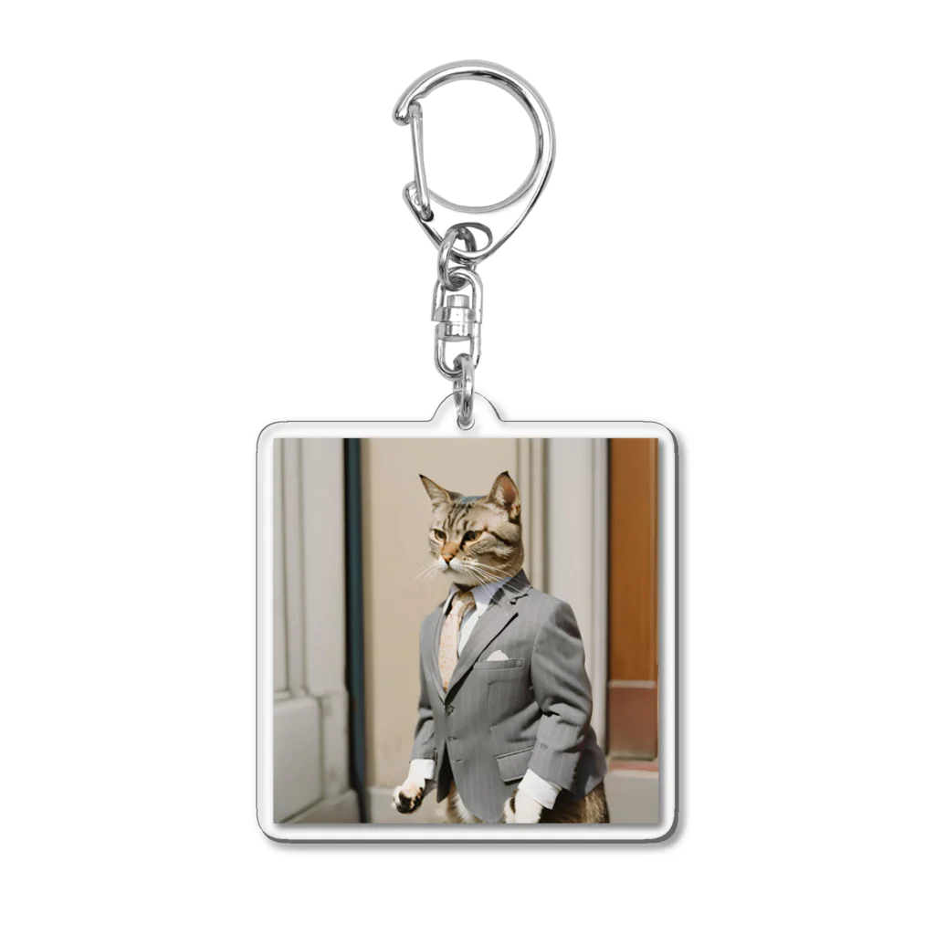 Hello_bananaのスーツねこ Acrylic Key Chain