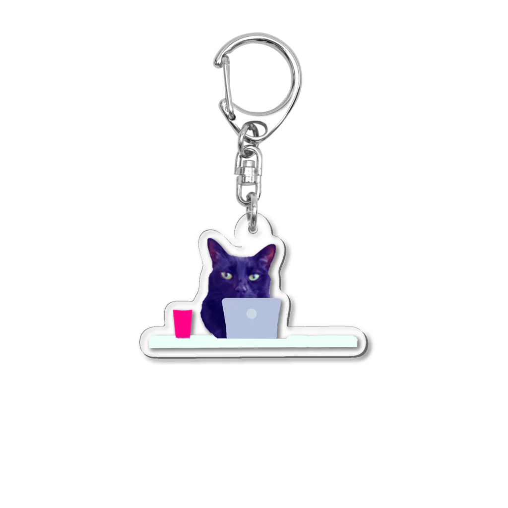 Parallel_merchのお仕事する黒猫BIBI Acrylic Key Chain