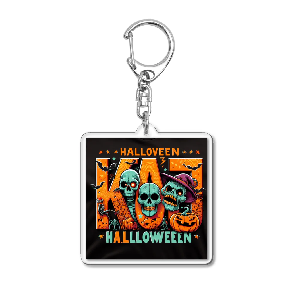 k.a.u.j.7のおしゃれでユニークなハロウィンの風景が広がります Acrylic Key Chain