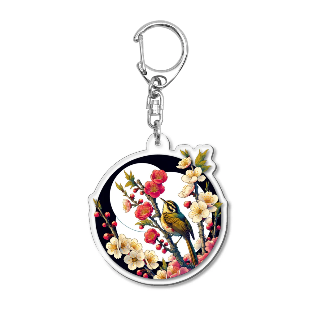 manyou-lab_Ukiyo-eの浮世絵 梅とウグイス Ukiyoe Plum And Japanese Bird [UUU-DL-SR001-0001] Acrylic Key Chain