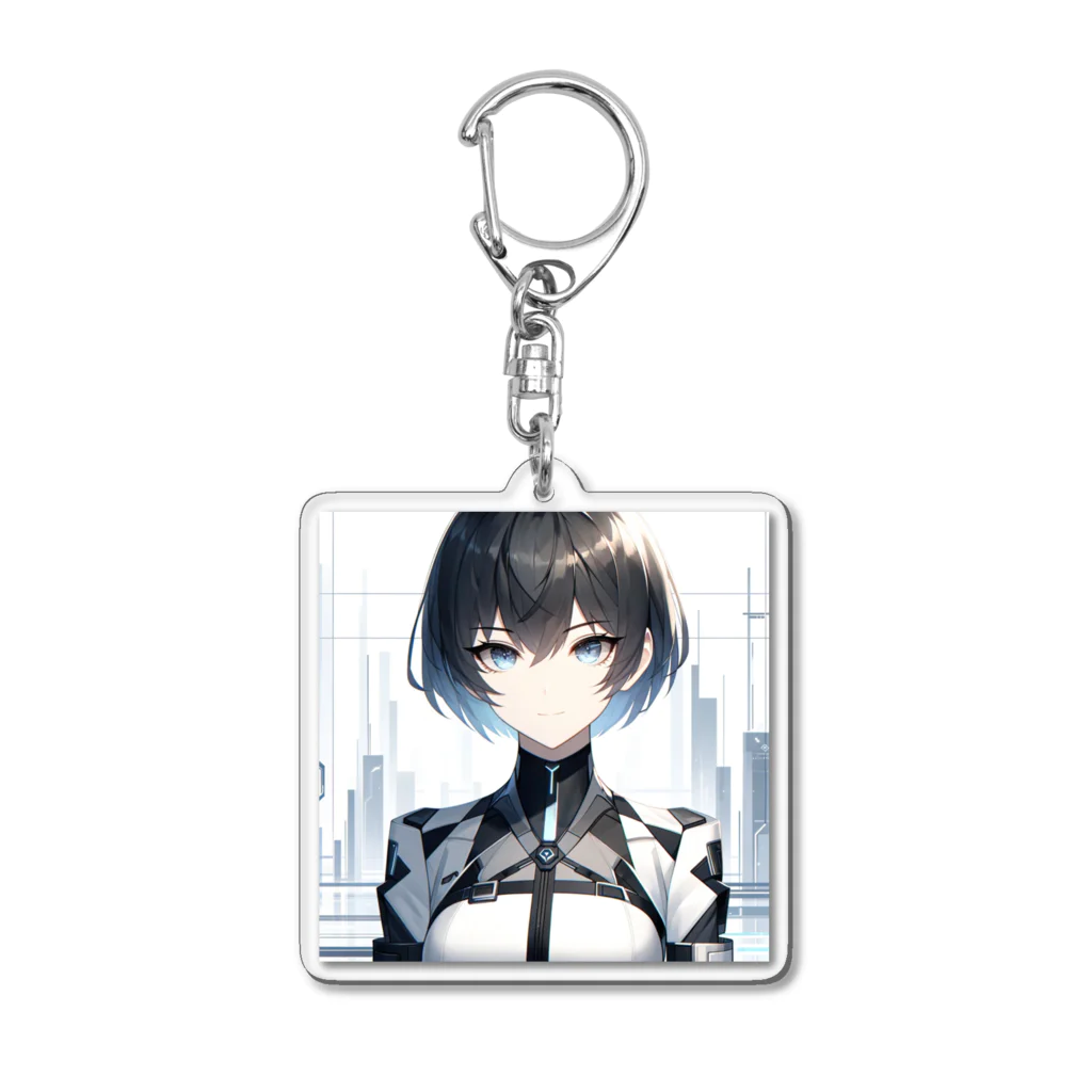 しんがんの未来的なAI美女 Acrylic Key Chain