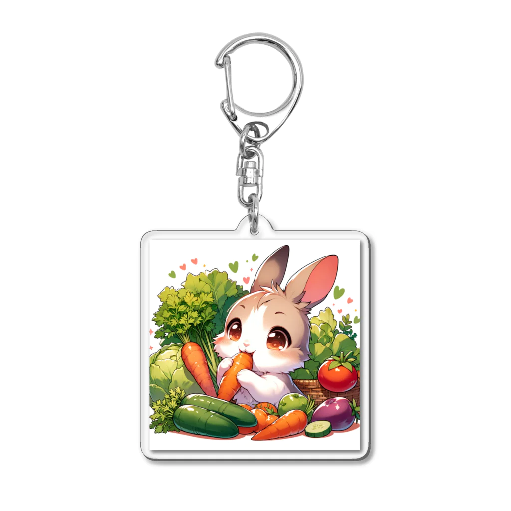 ukyoozakiのにんじんを食べてるウサギ Acrylic Key Chain