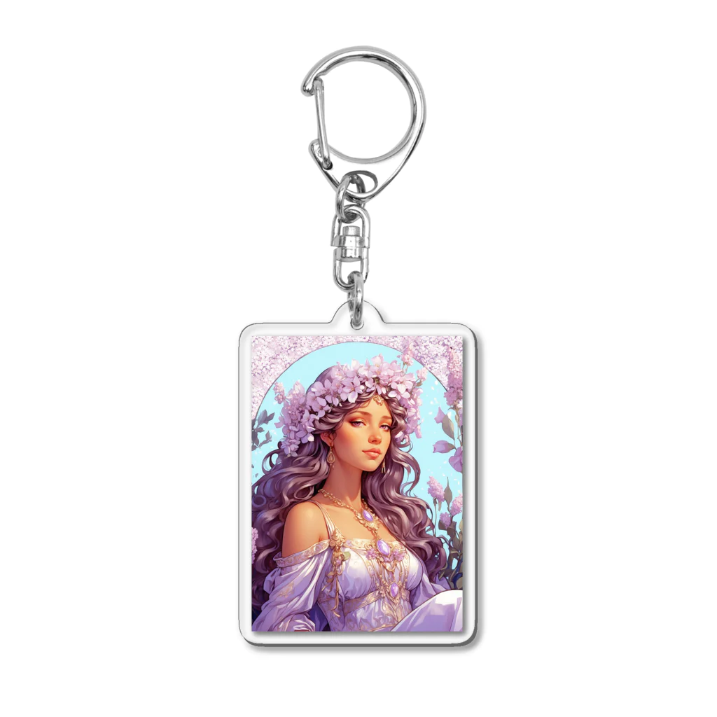 metaのライラックの花の妖精・精霊の少女の絵画 Acrylic Key Chain