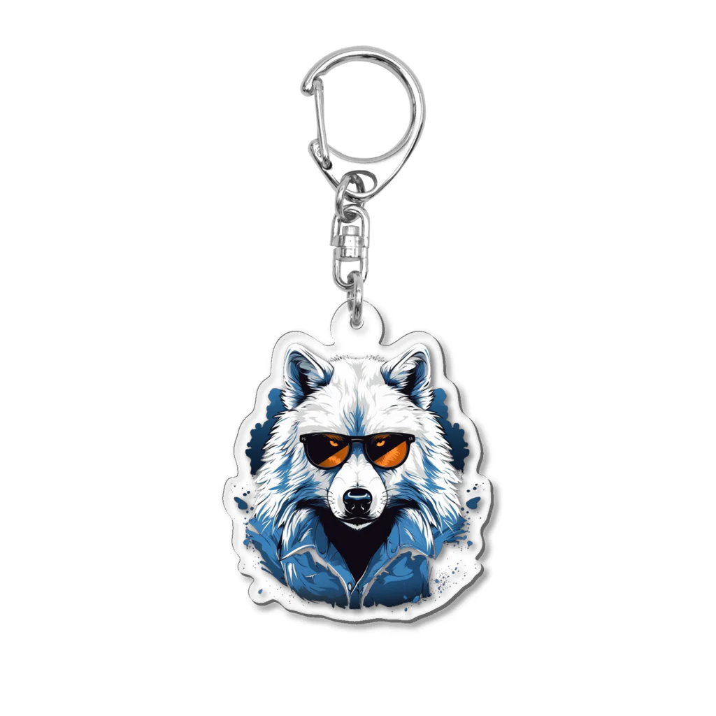 MK's SOLUTIONのサングラスをかけた狼 Acrylic Key Chain