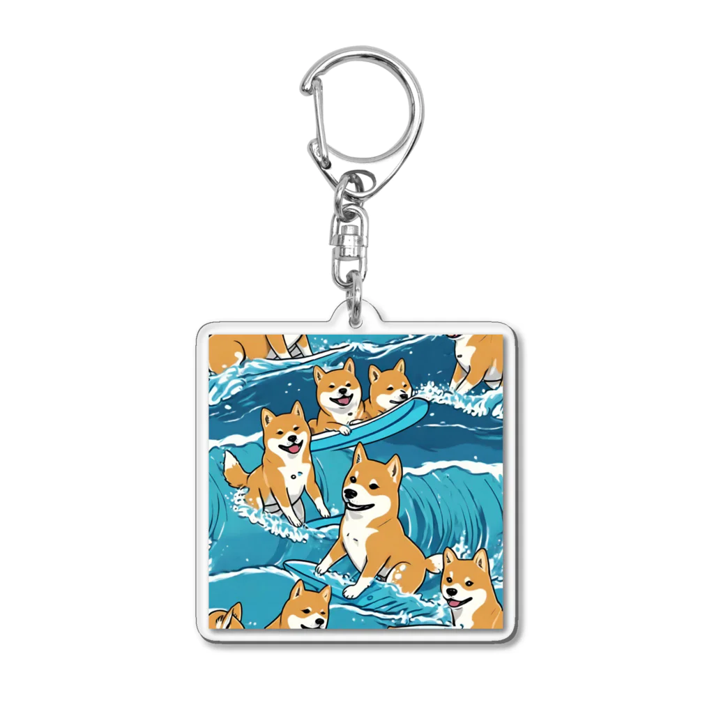 春夏秋冬。のサーフィンをする柴犬。 Acrylic Key Chain