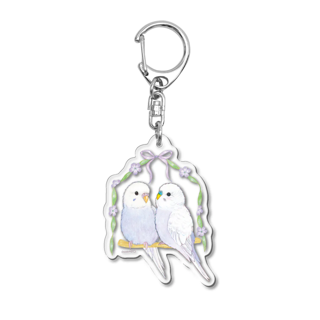 aoamo shopのセキセイインコ　ライラック Acrylic Key Chain