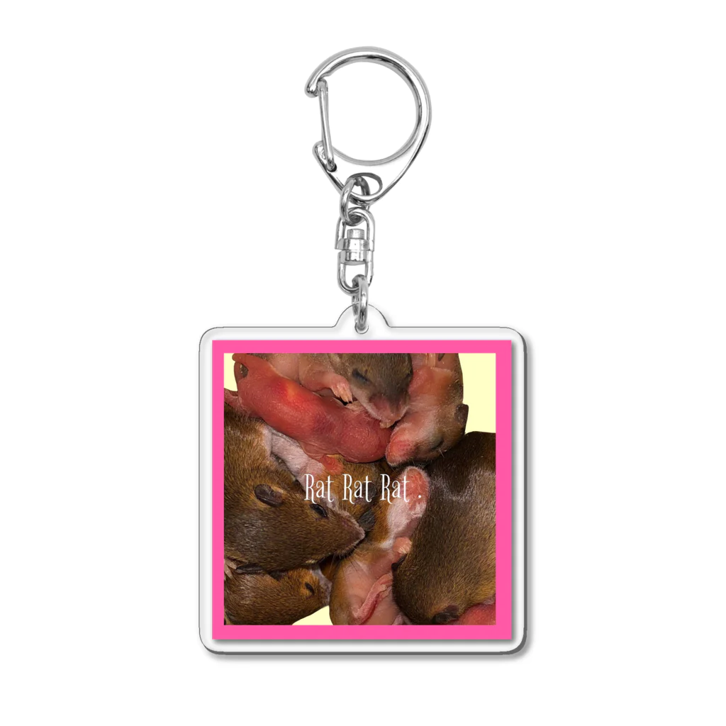 chanMeのネズミの赤ちゃん達　pink🩷 Acrylic Key Chain